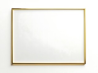 Clean Gold Frame with a Thin Border on a White Background, Minimalist Rectangular Picture Frame for Artwork, Photography, or Design Display