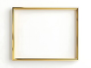 Fototapeta premium Clean Gold Frame with a Thin Border on a White Background, Minimalist Rectangular Picture Frame for Artwork, Photography, or Design Display