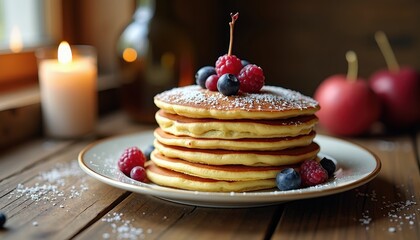 Cozy Candlemas Morning: Golden Pancakes with Berries and Sugar