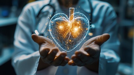 Innovative heart health awareness campaign hospital digital art medical environment close-up view health concept