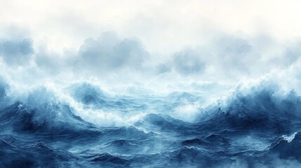 Obraz premium Stormy ocean waves with dramatic clouds. Generative AI