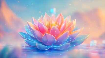 vibrant glass lotus flower bloom - pastel colors