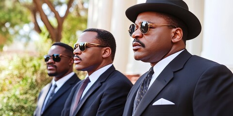 modern civil rights concept with well-dressed black adults peacefully protesting