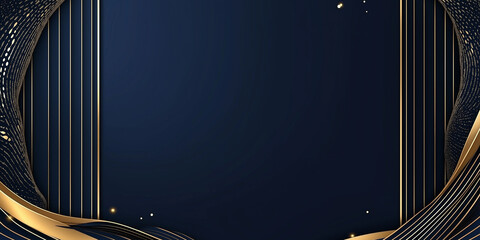 Abstract gold geometry wave on dark blue background