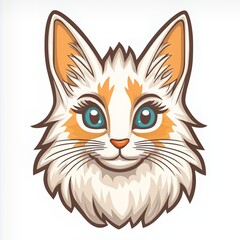Adorable Longhaired Cat Head with Orange Patches