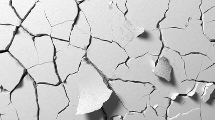 Broken concrete wall or cracked ground texture effect on transparent background. Fissure split hole in drought distressed surface. Realistic 3d vector destruction fracture in cement or paint floor.