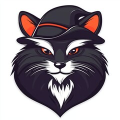 Fototapeta premium A Black Cat Wearing A Witchs Hat Halloween Design