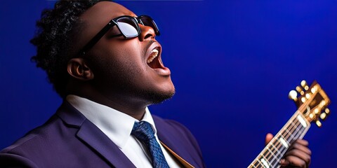 gospel - well-dressed black religious adult praising the lord almighty in church
