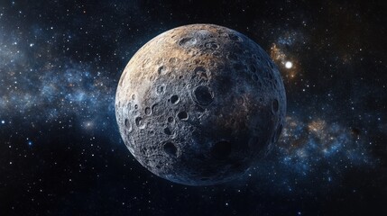 Fototapeta premium Stunning Close-Up of a Cratered Moon in a Celestial Landscape