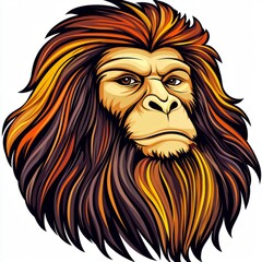 Fototapeta premium Majestic Ape Head with Fiery Orange Hair