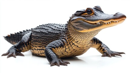 Naklejka premium Realistic Alligator Figurine Displayed on White Background