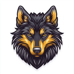 Majestic Wolf Head with Striking Yellow Accents