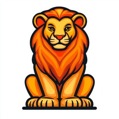 Naklejka premium Majestic Lion Sitting Calmly In Orange Hues