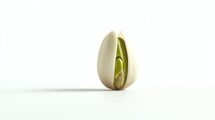 Fresh Green Pistachio Nut in Shell on Minimalist White Background