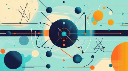 Obraz premium Abstract Digital Art with Geometric Shapes and Colorful Elements