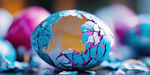 broken easter egg, yoke spilling out