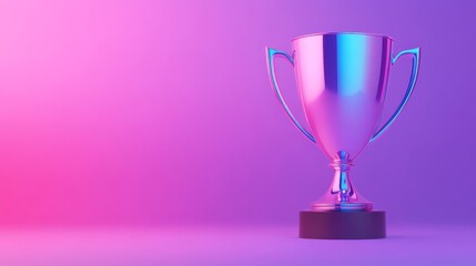 Fototapeta premium Shiny trophy on a vibrant gradient background, symbolizing achievement and success in competitions