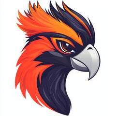 Obraz premium Fiery Orange And Black Bird Head Profile