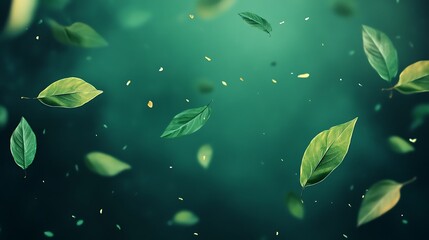 Emerald Green Leaves Dance: A Serene Nature Abstract
