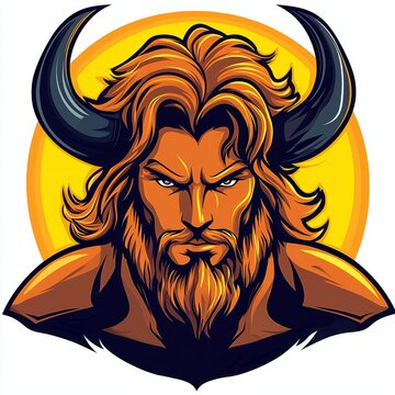Powerful Minotor Head Strong Fierce Orange Hair