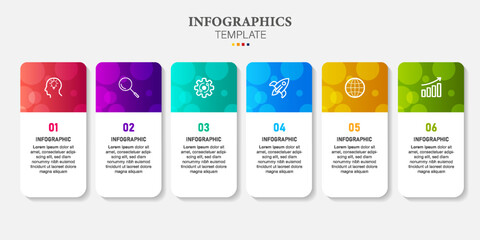 Presentation business infographic template with 6 options.