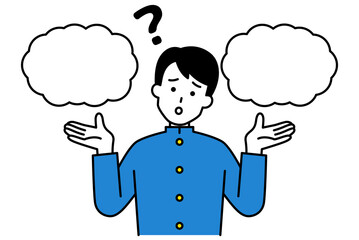 二つの選択肢を迷っている男子学生