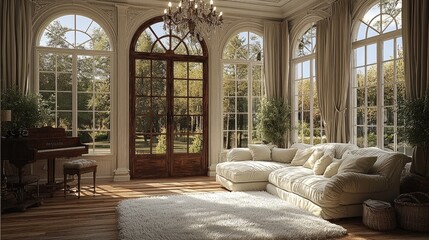 A villa living rooms, very luxurious, with high-end solid wood and luxurious crystal chandeliers, emphasizing sofa furniture.