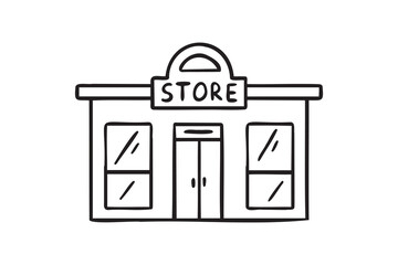 Vintage store doodle hand drawn icon. Store element drawing
