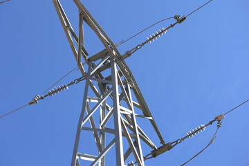 power lines against blue sky	