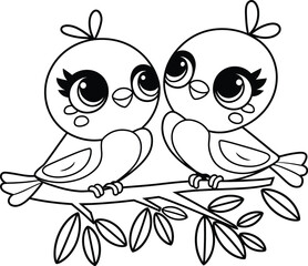 Two love birds sitting on a branch Valentine's Day theme design