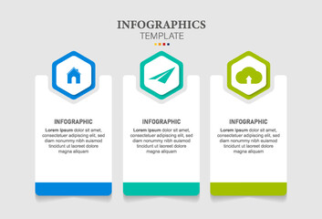 Process columns infographic template. Business 3 steps chart, workflow layout diagram and way from idea to income vector presentation concept