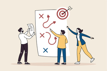 Strategic planning, plan to overcome difficulty or obstacle to reach goal or target, team brainstorm or competitor analysis