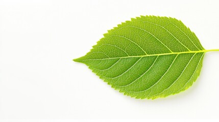 Obraz premium Green Leaf on White Background
