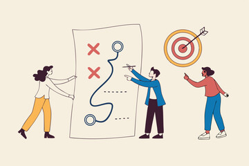 Strategic planning, plan to overcome difficulty or obstacle to reach goal or target, team brainstorm or competitor analysis