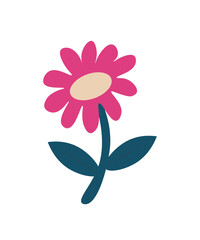 vector flower on a white background. beautiful retro-style flower in flat graphics