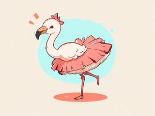 Fototapeta premium Adorable Flamingo Ballerina in a Pink Tutu: A Delightful Illustration
