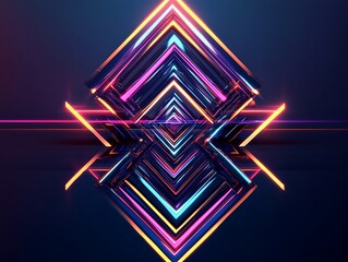 Obraz premium 3D Abstract Shapes with Neon Lights Forming a Grid Pattern in Vibrant Pink and Blue Colors, Futuristic Digital Background with a Tech Aesthetic