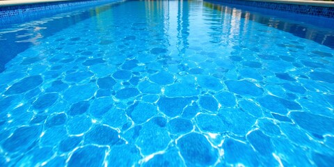 Inviting azure pool, shimmering under sun's gleam, reflecting tranquility and summer bliss.