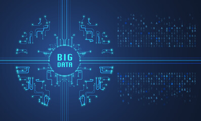 Abstract futuristic circuit board background. Big data code representation. Hi-tech Illustration of digital technology. Graphic concept for your design