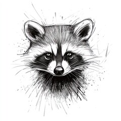 Artistic Black And White Raccoon Portrait