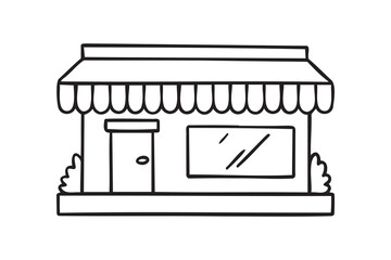 Vintage store doodle hand drawn icon. Store element drawing