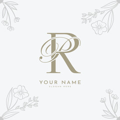 RP PR initial letter handwriting monogram logo.