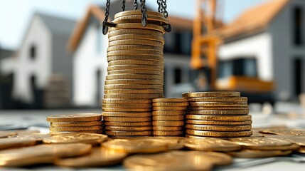 A pile of various coins stacked together on a flat surface in a well-lit environment
