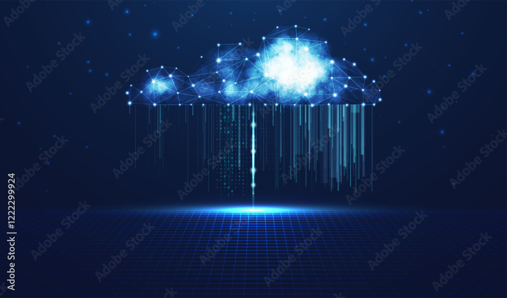 Aufkleber cloud computing technology internet concept. abstract virtual digital stream. storage cloud structur
