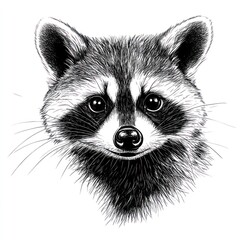 Obraz premium Detailed Pen And Ink Drawing Of A Raccoon Face