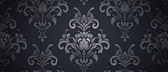 Classic elegant black and gold seamless damask wallpaper pattern with intricate floral motifs for luxurious home and interior design