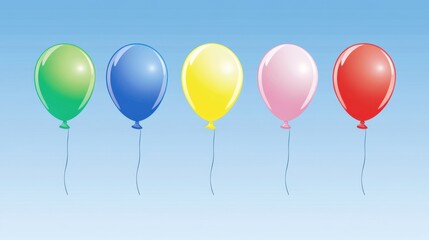 Colorful Balloons Displaying Cheerful Vibes in Bright Blue Sky