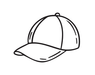 Sport cap doodle hand drawn icon. Outline drawing cap line clipart symbol