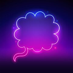 Neon Cloud Shaped Speech Bubble. Vector clip art for your project in modern cyberpunk style.