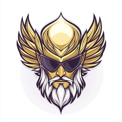 Obraz premium Golden Winged God Head Wearing Sunglasses